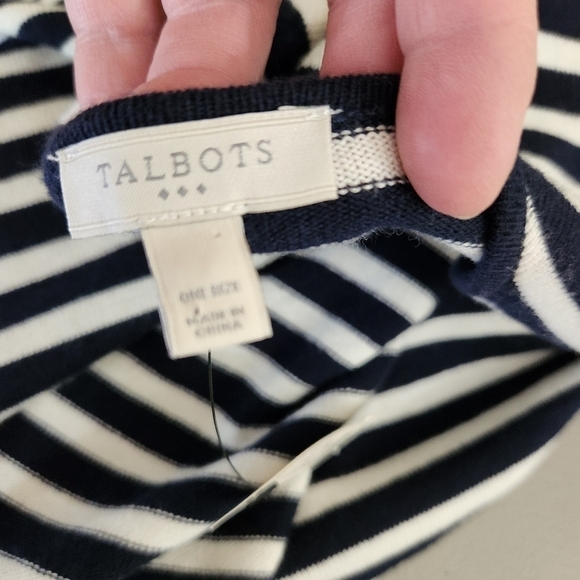 NWT Talbots Nautical Striped Blue White Cape Poncho Wrap Open Front - Picture 4 of 6